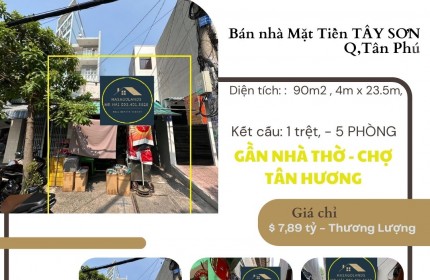 Bán nhà Mặt Tiền 90m2, 7,89 tỷ - DÒNG TIỀN 10tr/th - cạnh chợ TÂN HƯƠNG